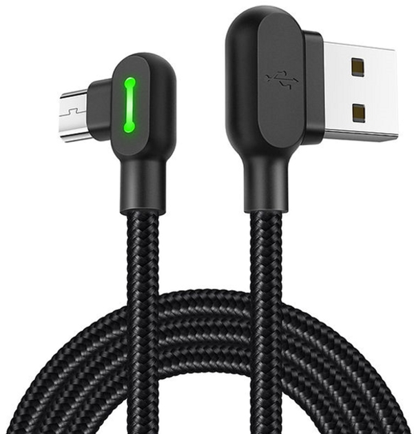 Кабель кутовий Mcdodo LED USB Type-A - micro-USB 1.8 м Black (CA-5772) - зображення 1