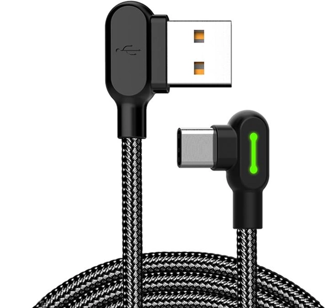 Kabel kątowy Mcdodo LED USB Type-A - USB Type-C 1.2 m Black (CA-5281) - obraz 1