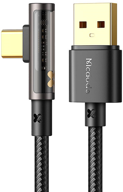 Kabel kątowy Mcdodo USB Type-A - USB Type-C 1.8 m Black (CA-3381) - obraz 2