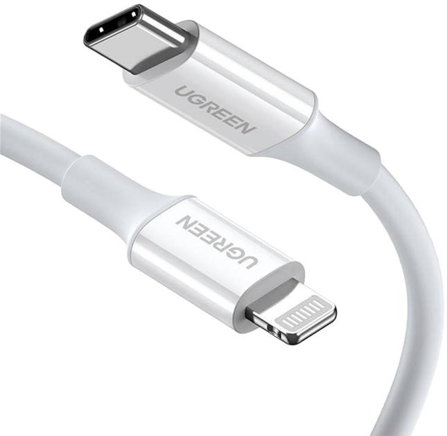 Kabel Ugreen USB Type-C - Lightning 0.25 m White (6957303867462) - obraz 1