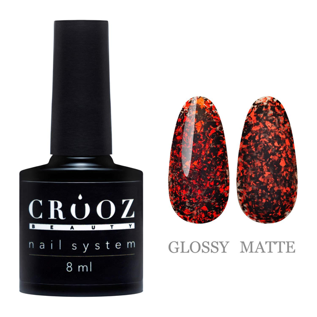 Гель-лак Crooz Blaze Gel №5 черно-оранжевый с поталью, 8 мл от продавца ...