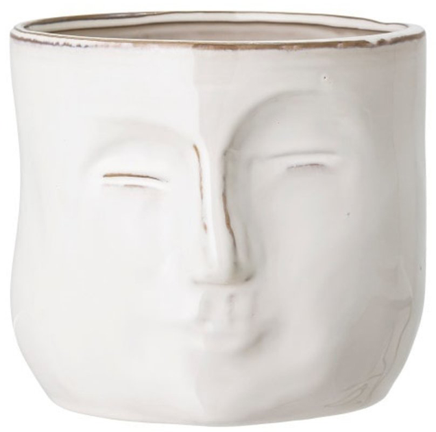 Doniczka do kwiatów Bloomingville Face Flowerpot 18.5 x 15.5 x 16.5 cm Biała (82048963) - obraz 1