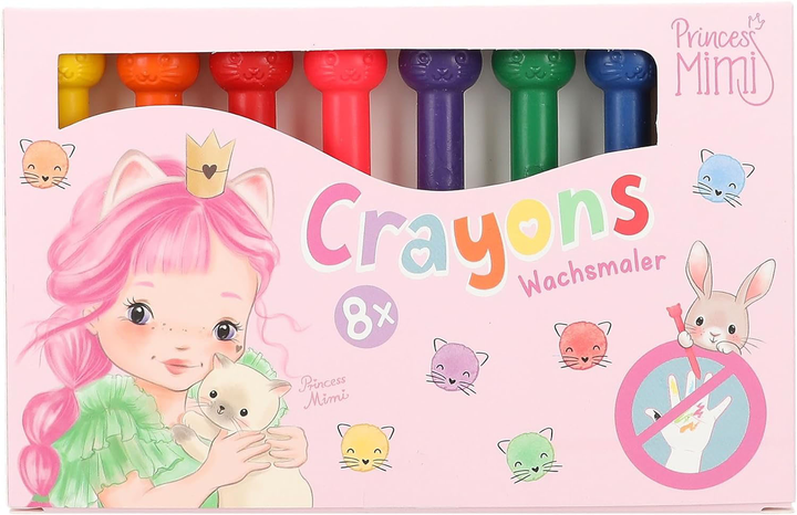 Набір воскових олівців Depesche Princess Mimi Crayons With Cat-Topper 8 шт (4010070637880) - зображення 1