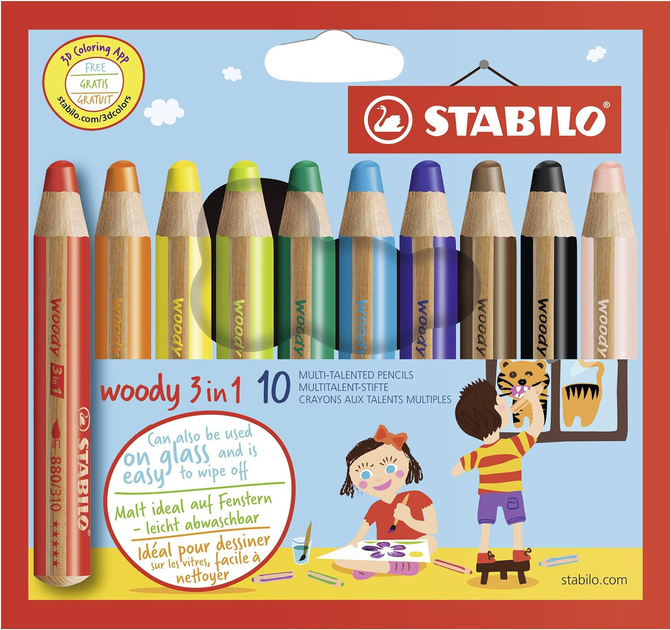 Zestaw ołówków kolorowych Stabilo Woody 3 w 1 10 sztuk (4006381185646) - obraz 1