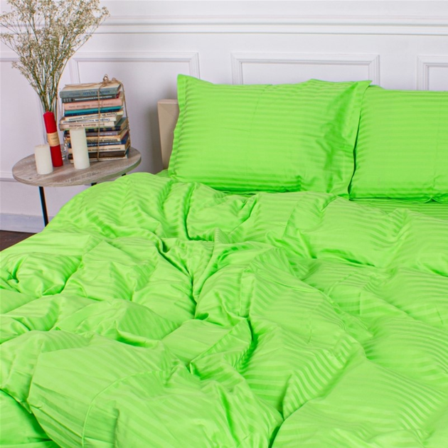 Акція на Комплект постільної білизни MirSon Satin Stripe 30-0016 Light Green 175х210 Двоспальний від Rozetka