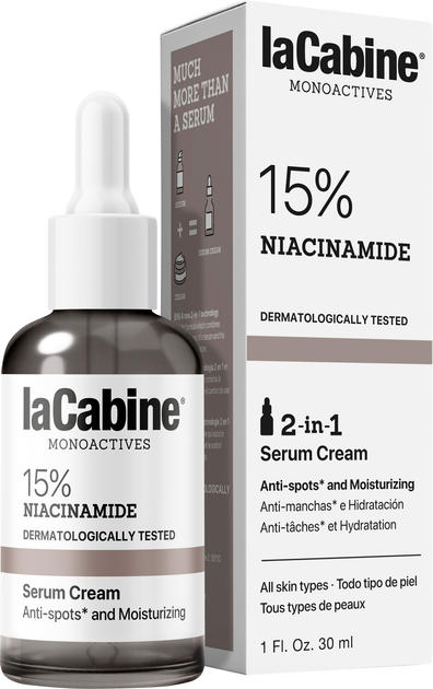 Увлажняющая крем-сыворотка La Cabine 15% Niacinamide 2 in 1 против пигментных пятен и несовершенств кожи лица 15% ниацинамида 30 мл (8436550777154) 