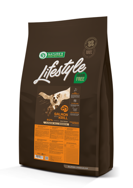 Сухой корм Nature's Protection Lifestyle Grain Free Salmon with Krill Junior All Breeds 10 кг (NPLS45687) - Фото 1 Сухой корм Nature's Protection Lifestyle Grain Free Salmon with Krill Junior All Breeds 10 кг (NPLS45687) - изображение 1