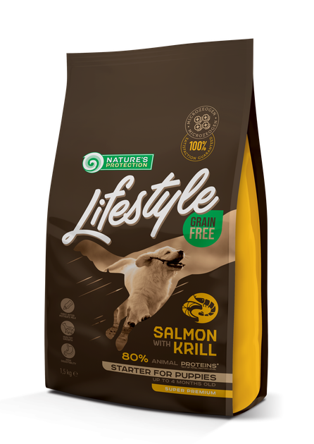 Сухой корм Nature's Protection Lifestyle Grain Free Salmon with krill Starter For Puppies 1.5 кг (NPLS45682) - Фото 1 Сухой корм Nature's Protection Lifestyle Grain Free Salmon with krill Starter For Puppies 1.5 кг (NPLS45682) - изображение 1