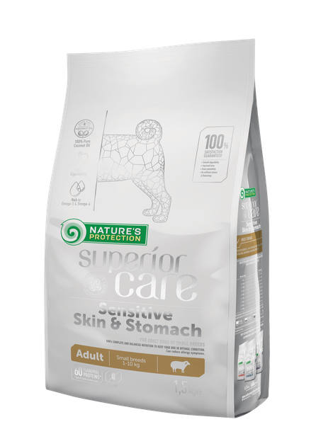 Сухий корм Nature's Protection Superior Care Sensitive Skin&Stomach Adult Small Breeds 1.5 кг (NPSC45794) - Фото 1 Сухий корм Nature's Protection Superior Care Sensitive Skin&Stomach Adult Small Breeds 1.5 кг (NPSC45794) - зображення 1