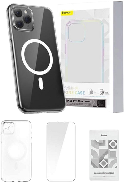 Etui + szkło hartowane Baseus Magnetic Crystal Clear with Cleaning Kit do Apple iPhone 11 Pro Transparent (ARSJ010202) - obraz 1