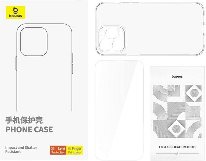 Панель + скло Baseus Clear Case для Apple iPhone 15 Pro Transparent (P60115400201-02) - зображення 2