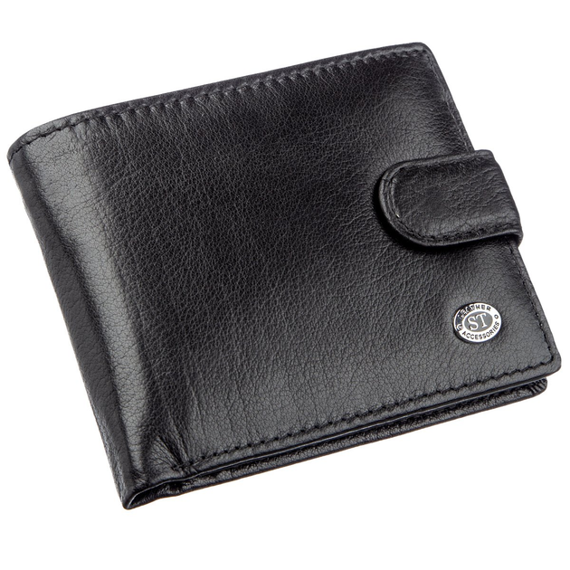 Черное Портмоне для мужчин из натуральной кожи ST Leather кошелек ...