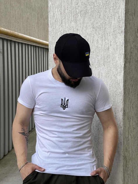 Мужская футболка Intruder свободного кроя с вышивкой трезубцем белая размер XL - изображение 1