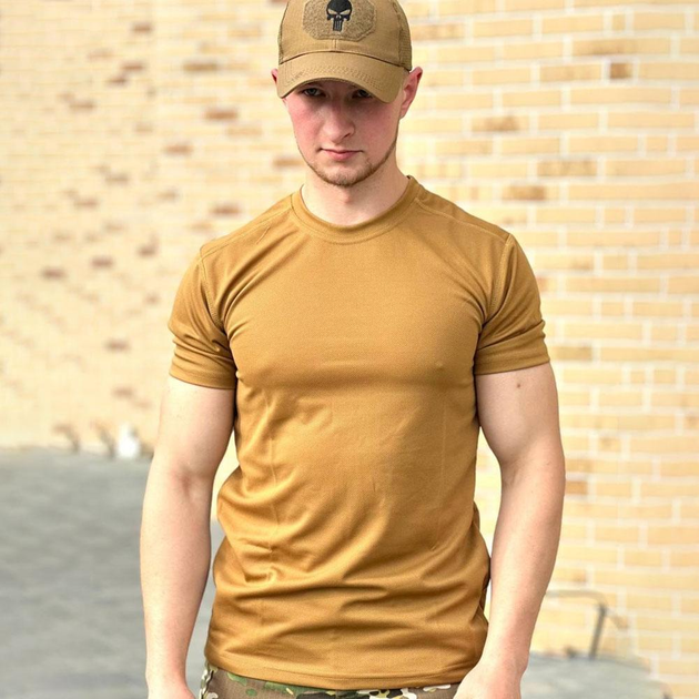 Мужская хлопковая футболка с круглой горловиной койот размер 2XL - изображение 1
