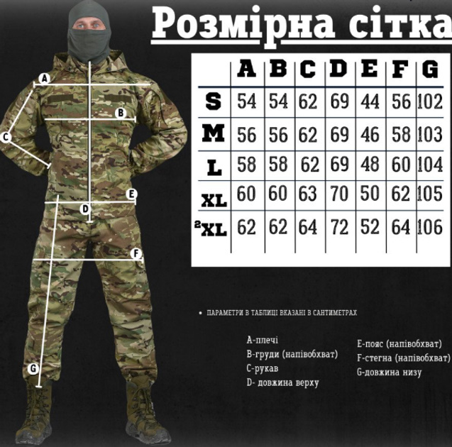 Мужская форма куртка + брюки "7.62 Tactical axiles" Rip-Stop мультикам размер S - изображение 2