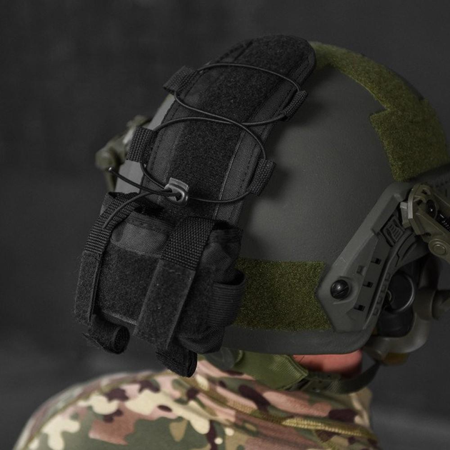 Карман-противовес с липучками на шлем / Подсумок на каску черный размер 8,5х11х3 см - изображение 1