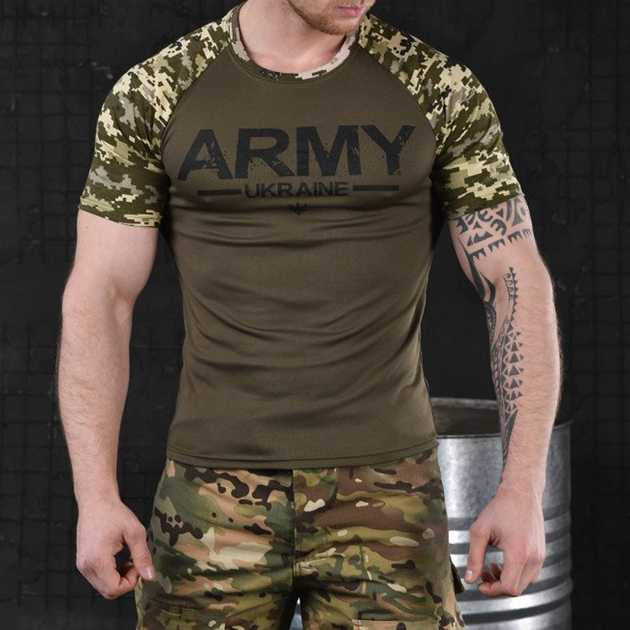 Потоотводящая мужская футболка Odin coolmax с принтом "Army two" олива пиксель размер XL - изображение 1