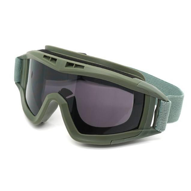 Защитные очки с 3 съемными линзами и чехлом олива размер универсальный - изображение 1