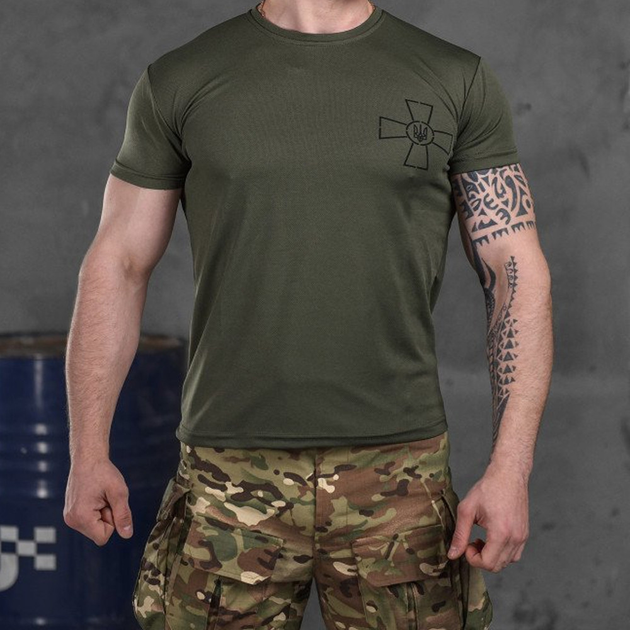 Потоотводящая мужская футболка Coolmax олива размер S - изображение 1