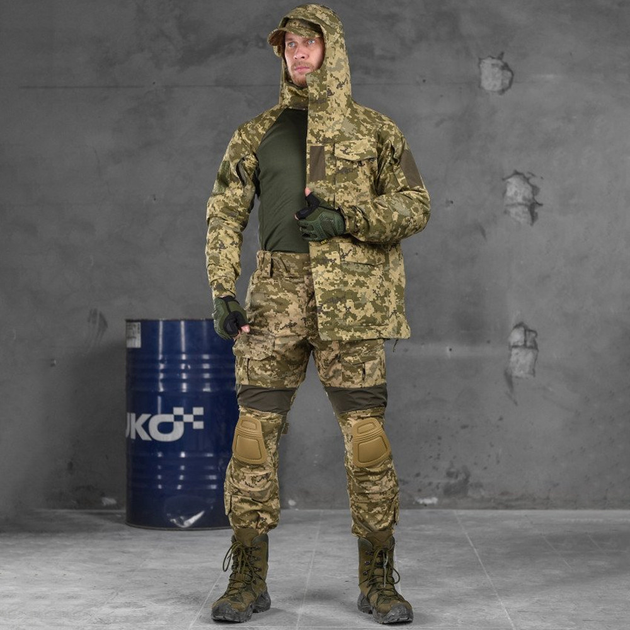 Чоловічий демісезонний костюм "OMUT" 4в1 куртка + убакс + штани + кепка піксель розмір L - зображення 1