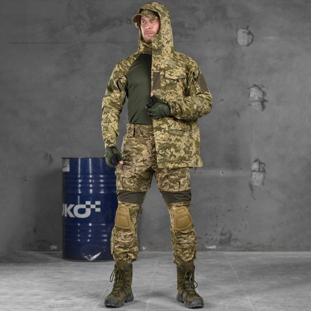 Мужской демисезонный костюм "OMUT" 4в1 куртка + убакс + брюки + кепка пиксель размер 3XL - изображение 1