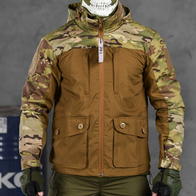 Чоловіча куртка демісезонна ріп-стоп "7.62 tactical combo" зі знімним капюшоном мультикам койот розмір M - зображення 1