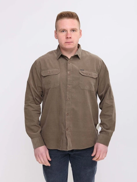 Сорочка чоловіча коричнева вельветова великий розмір 8802-В-1 6XL