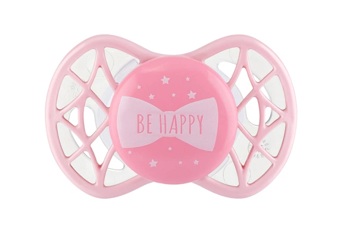 Пустушка симетричної форми Nuvita Air55 Cool 0m+ BE HAPPY Рожевий (NV7065RQ) - Фото 1 Пустушка симетричної форми Nuvita Air55 Cool 0m+ BE HAPPY Рожевий (NV7065RQ) - зображення 1