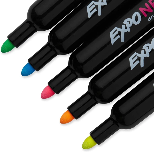 Набор маркеров для досок сухого стирания и стекла EXPO Neon Dry Erase Markers Цветные Неон 5 шт. (1752226) - Фото 3 Набор маркеров для досок сухого стирания и стекла EXPO Neon Dry Erase Markers Цветные Неон 5 шт. (1752226) - изображение 3