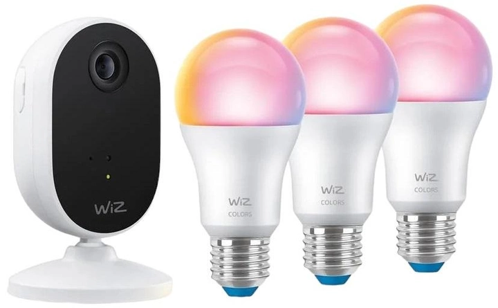 Zestaw inteligentnych żarówek WIZ Home Monitoring WiFi Kamera IP z trzema żarówkami LED E27 8.5 W (8720169075016) - obraz 1