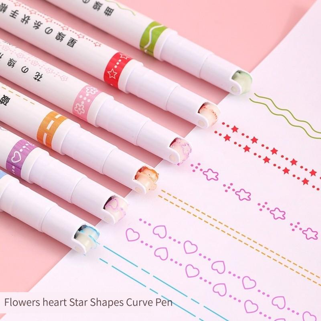 Набор из 6 спец маркеров Kawaii Flowers роликовый наконечник, лайнер маркер для письма и рисования (KJHF-356) - изображение 2