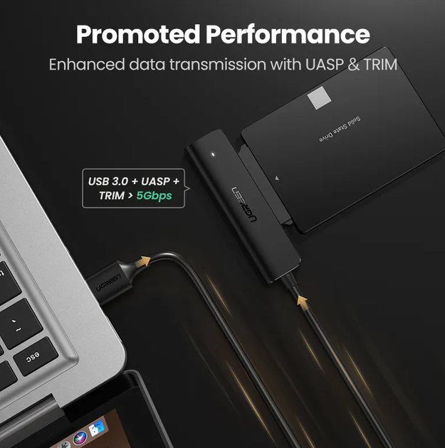Переходник Ugreen CM321 c USB 3.0 на SATA для диска HDD, SSD 2.5' (70609) - Фото 2 Переходник Ugreen CM321 c USB 3.0 на SATA для диска HDD, SSD 2.5' (70609) - изображение 2