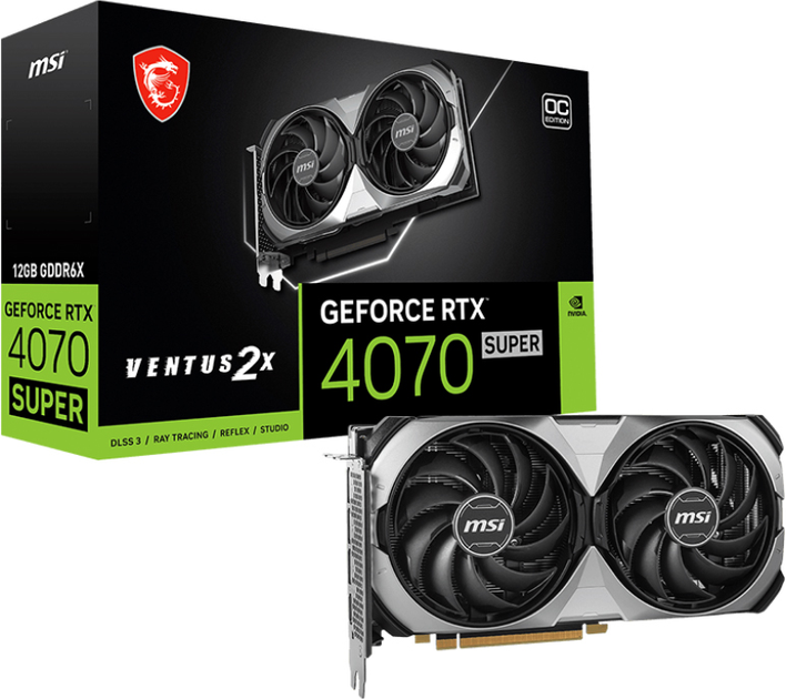 Karta graficzna MSI PCI-Ex GeForce RTX 4070 Super 12G Ventus 2X OC 12GB GDDR6X (192bit) (2520/21000) (HDMI, 3 x DisplayPort) (V513-641R) - obraz 6