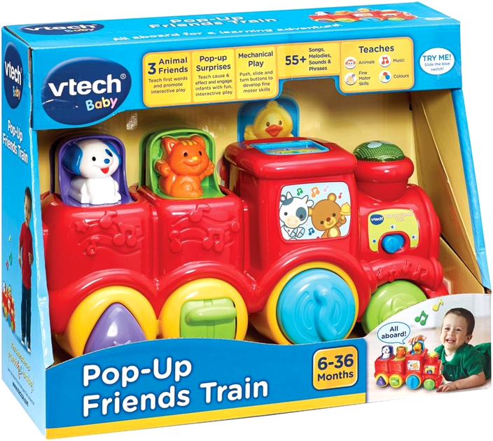 Zabawka na kółkach Vtech Baby Train With Pop-Up Friends (5766181191337) - obraz 1