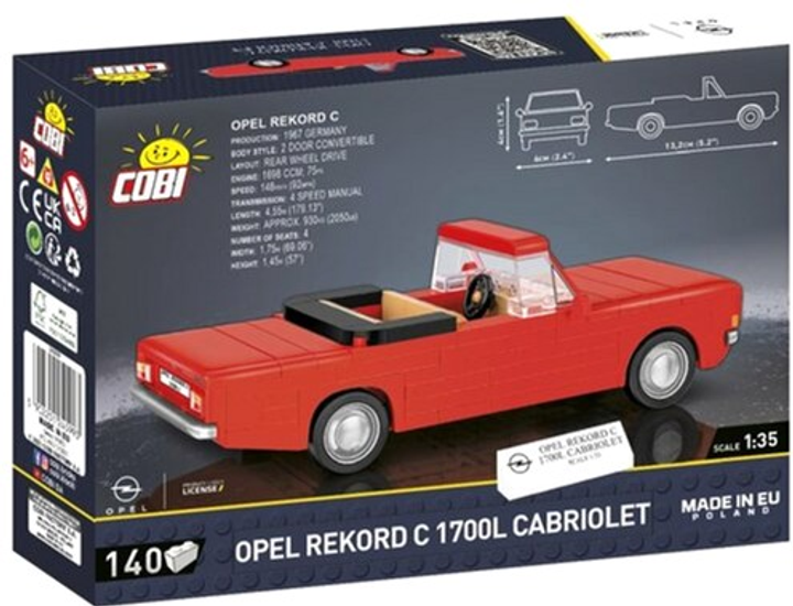 Klocki konstrukcyjne Cobi Opel Rekord Cabriolet 140 elementów (5902251245993) - obraz 4