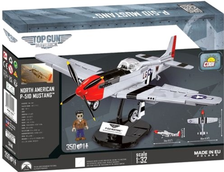 Klocki konstrukcyjne Cobi Gun Maverick North American P-51D Mustang 350 elementów (5902251058463) - obraz 8