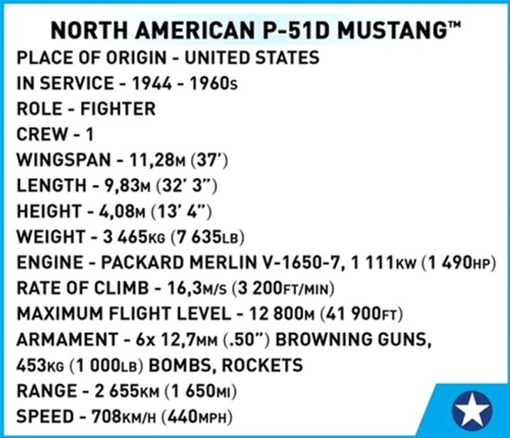 Klocki konstrukcyjne Cobi Historical Collection WWII North American P-51 Mustang 152 elementy (5902251058609) - obraz 8