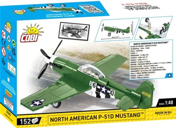 Klocki konstrukcyjne Cobi Historical Collection WWII North American P-51 Mustang 152 elementy (5902251058609) - obraz 9