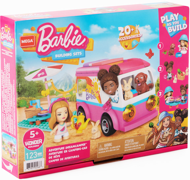 Klocki konstrukcyjne Mattel Mega Bloks Barbie Wymarzony kamper 130 elementów (0887961945683) - obraz 1