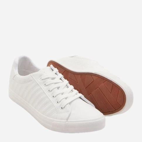 Tenisówki męskie materiałowe Sinsay 0938F-00X 42 Białe (5904015661513) (955555904990544) - Outlet - obraz 3