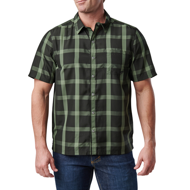 Рубашка тактическая 5.11 Tactical Nate Short Sleeve Shirt XL Black Plaid - изображение 1