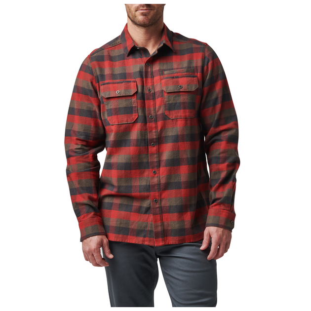 Рубашка тактическая 5.11 Tactical Lester Long Sleeve Shirt 2XL Red Bourbon Plaid - изображение 1