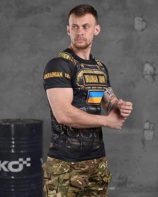 Армейская мужская футболка Ukrainian Army потоотводящая L черная с принтом (86423) - изображение 2