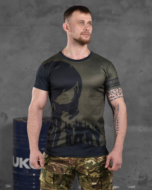Армейская мужская потоотводящая футболка С Черепом M олива (86426) - изображение 1