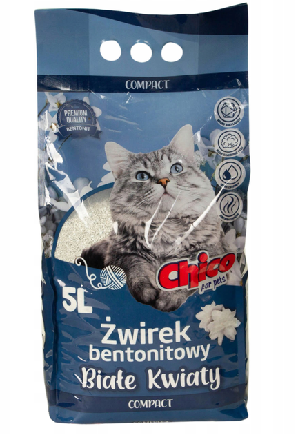 Żwirek bentonitowy CHICO Compact Biale Kwiaty 5L (5902838918135) - obraz 1