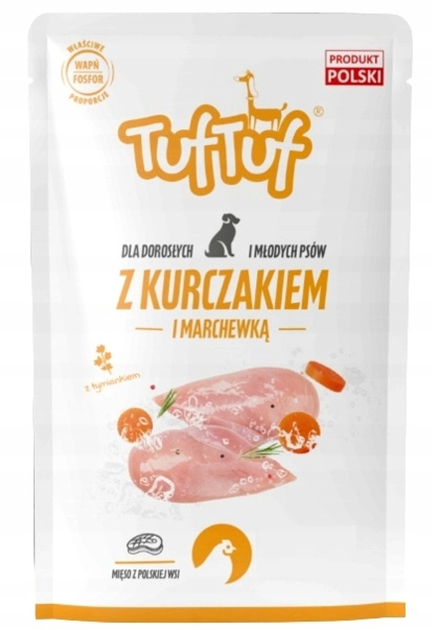 Mokra karma dla psów TufTuf Z kurczakiem i marchewką 100 g (5903802473025) - obraz 1