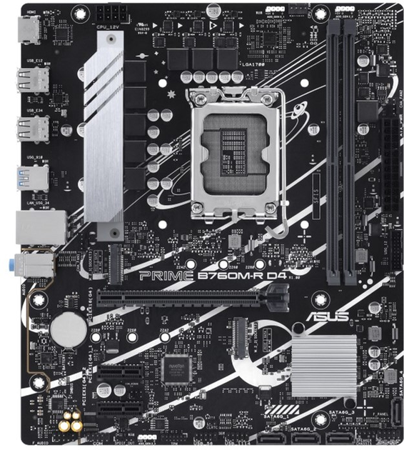 Płyta główna Asus PRIME B760M-R D4 (s1700, Intel B760, PCI-Ex16) - obraz 1
