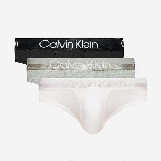 Набір трусів бріфи Calvin Klein Underwear 000NB2969A-UW5 L 3 шт Сірий/Чорний/Білий (8719854639206) - зображення 1