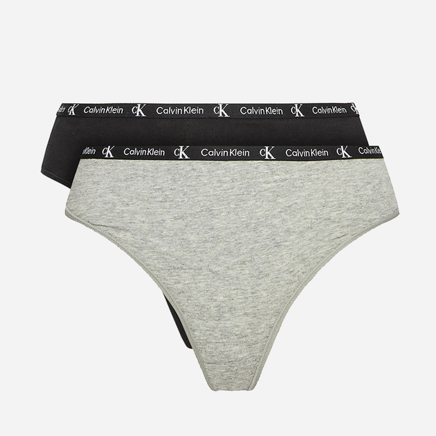 Набір жіночих трусиків сліпи бавовняний Calvin Klein Underwear 000QD3991E-BGH M 2 шт Сірий/Чорний (8720107311084) - зображення 1