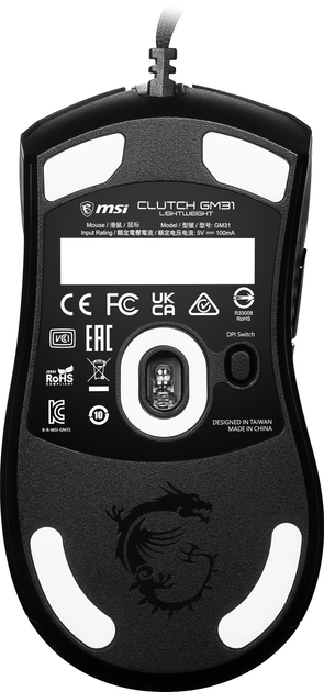 Мышь MSI CLUTCH GM31 LIGHTWEIGHT Черная (S12-0402050-CLABK) 256031 - изображение 9